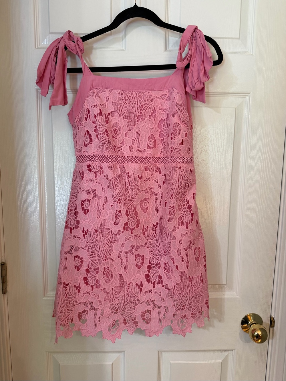 Umgee Pink Lace Tie-Shoulder Mini Dress